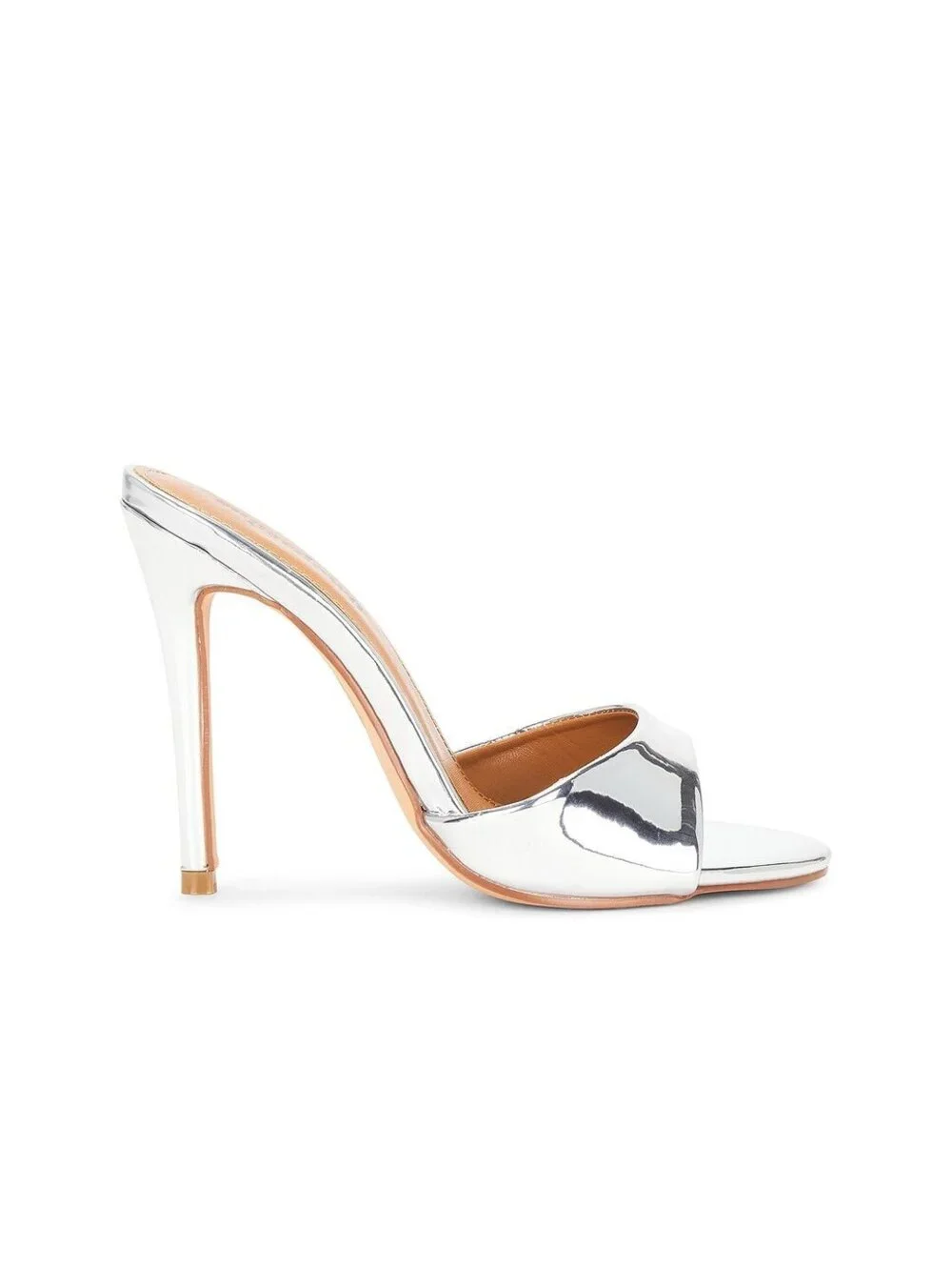 superdown Silver Metallic High Heel Slide Sandals